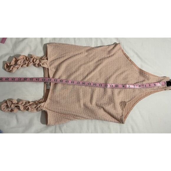 Karlie Bodysuit Ruffled Knit Tank Women’s Sz Large Blush New NWT Stretch - Picture 9 of 10